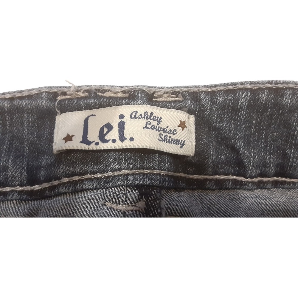 LEI Womens Juniors Size 13‎ Regular Jeans Ashley Lowrise Skinny Blue Patch Work - Picture 5 of 6